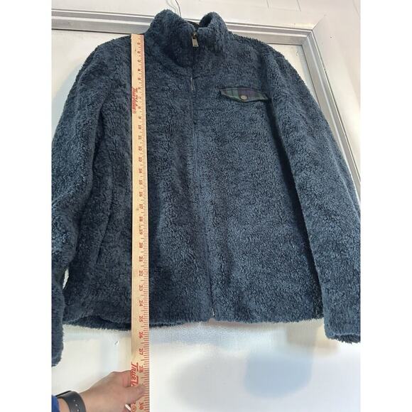 Pendleton Womens Sz XL Fuzzy Zip Jacket Sherpa Teddy Fleece Blue Distressed - Picture 2 of 10